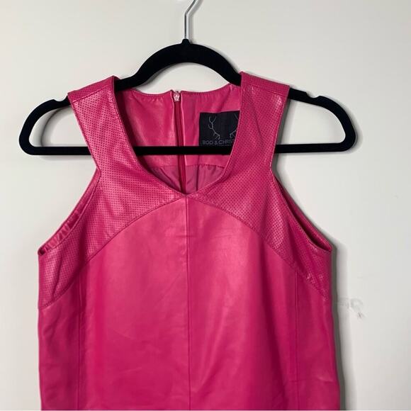 Bod and Christensen hot pink leather fuchsia shift dress size‎ 4 NEW barbie - Picture 9 of 9